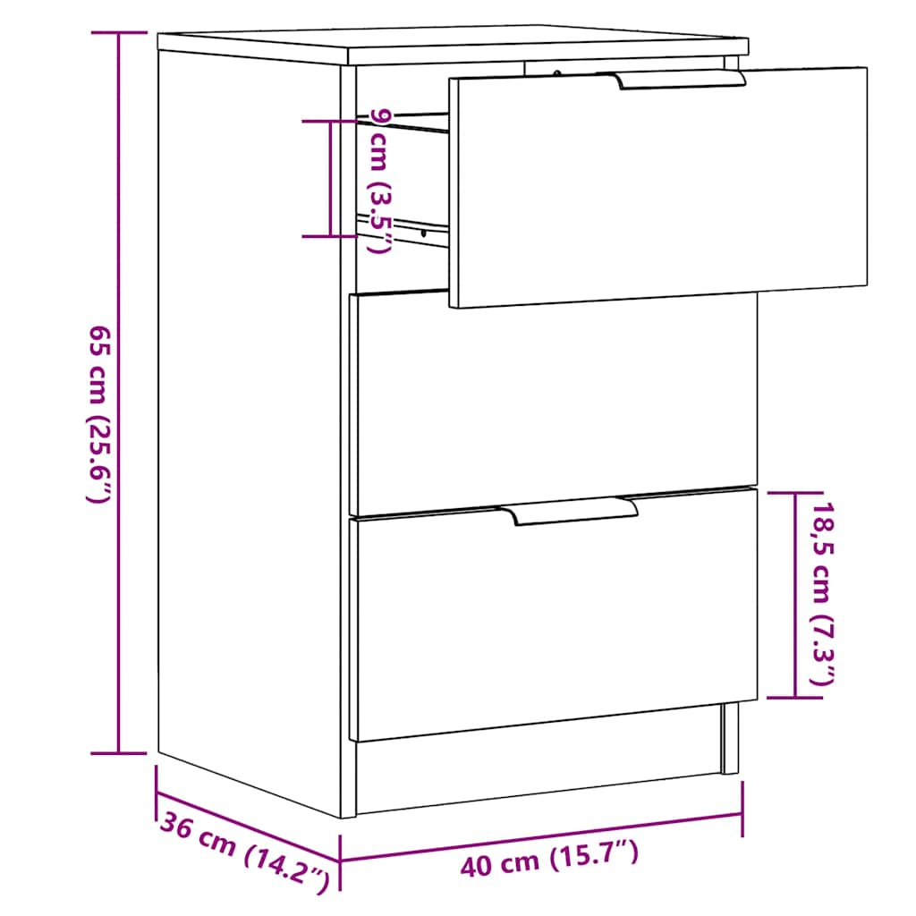 Прикроватная тумбочка Old Wood 40x36x65 см Engineered Wood