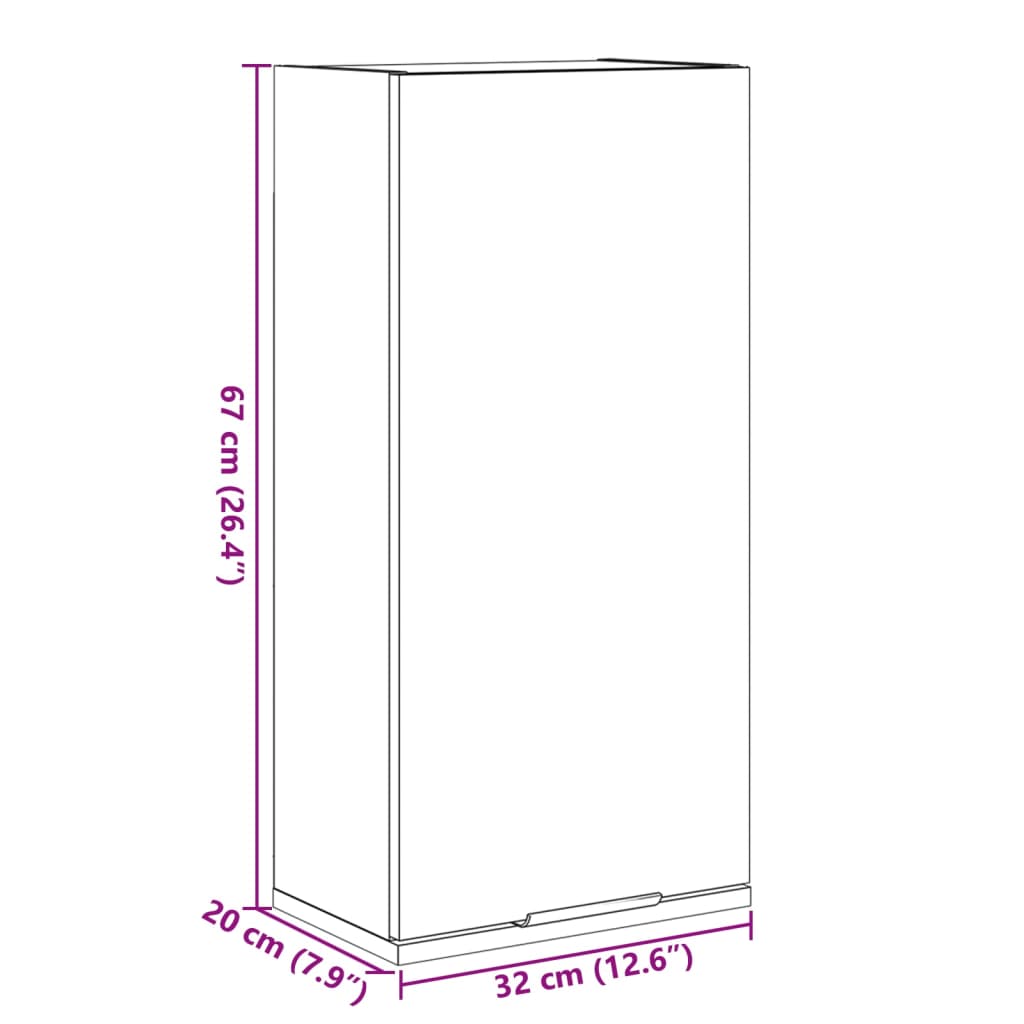 настенный шкаф для ванной комнаты, дуб ручной работы, 32x20x67 см