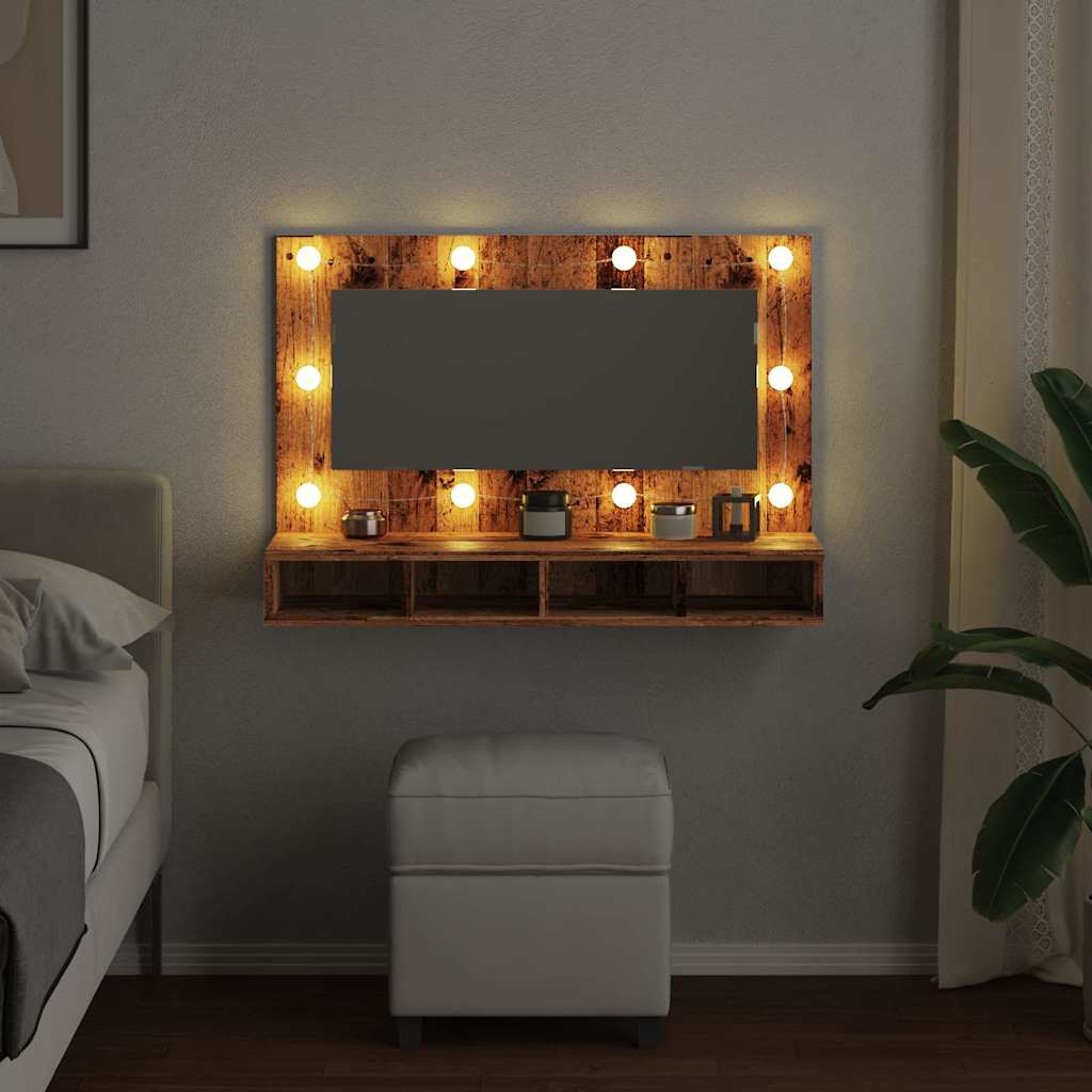 Peegelkapp LED-iga Old Wood 90x31,5x62 cm