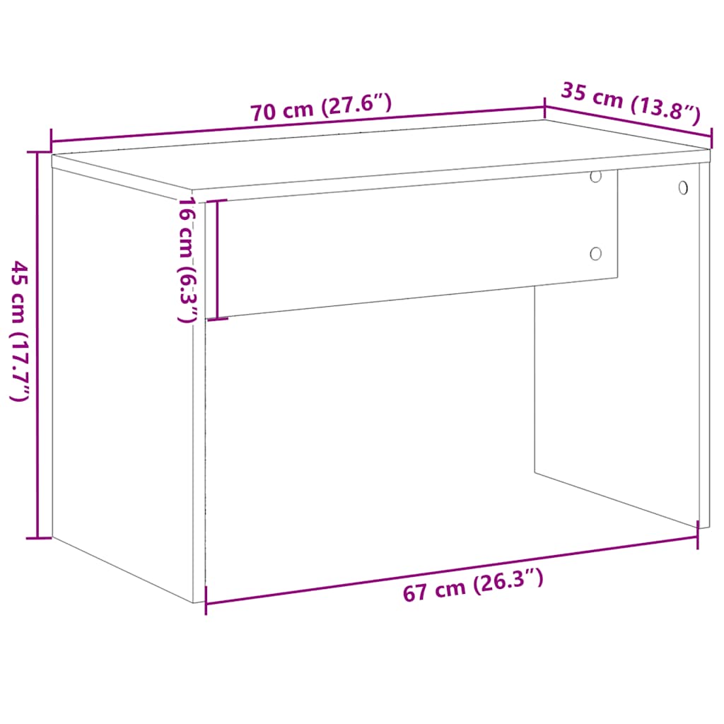 Туалетный столик Old Wood 70x35x45 см Engineered Wood