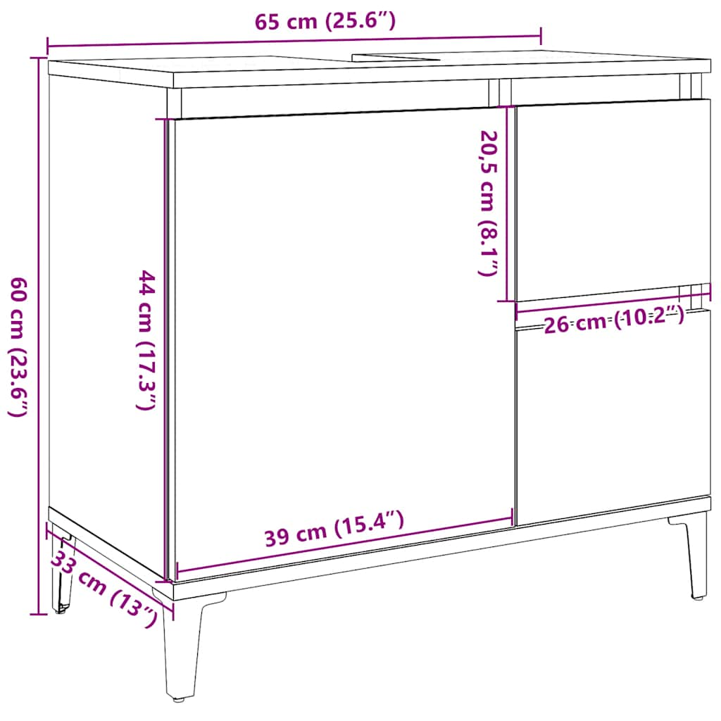 valamukapp Betoonhall 65x33x60 cm Engineered Wood