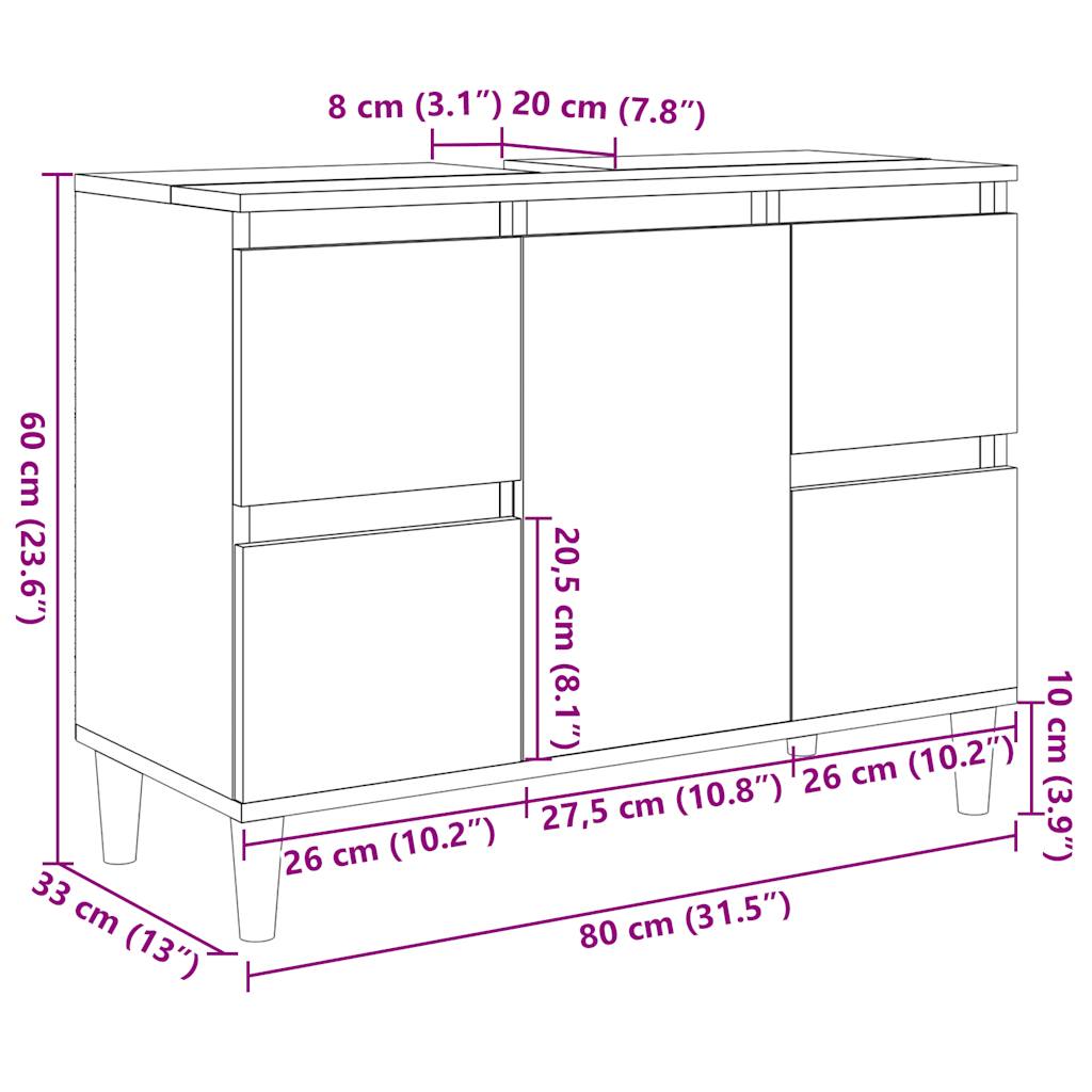 valamukapp Vana puit 80x33x60 cm Engineered Wood