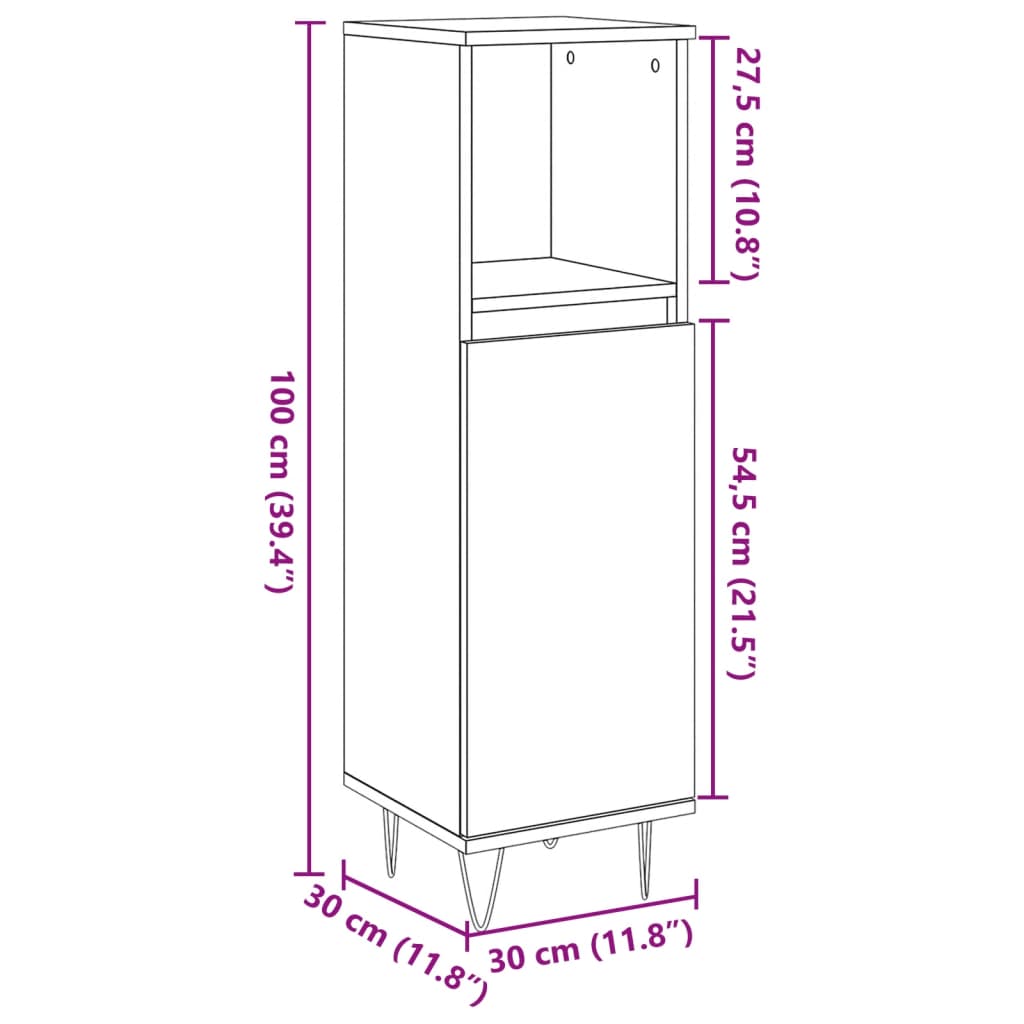 тумба для ванной комнаты, дуб ручной работы, 30 x 30 x 100 см, искусственное дерево