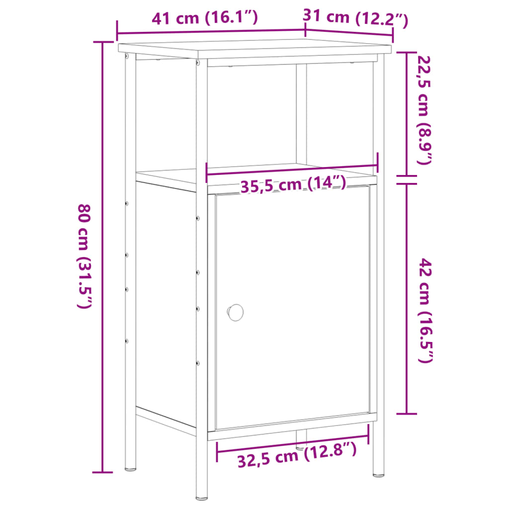 тумбочка прикроватная Artisan дуб 41x31x80 см конструкция дерево