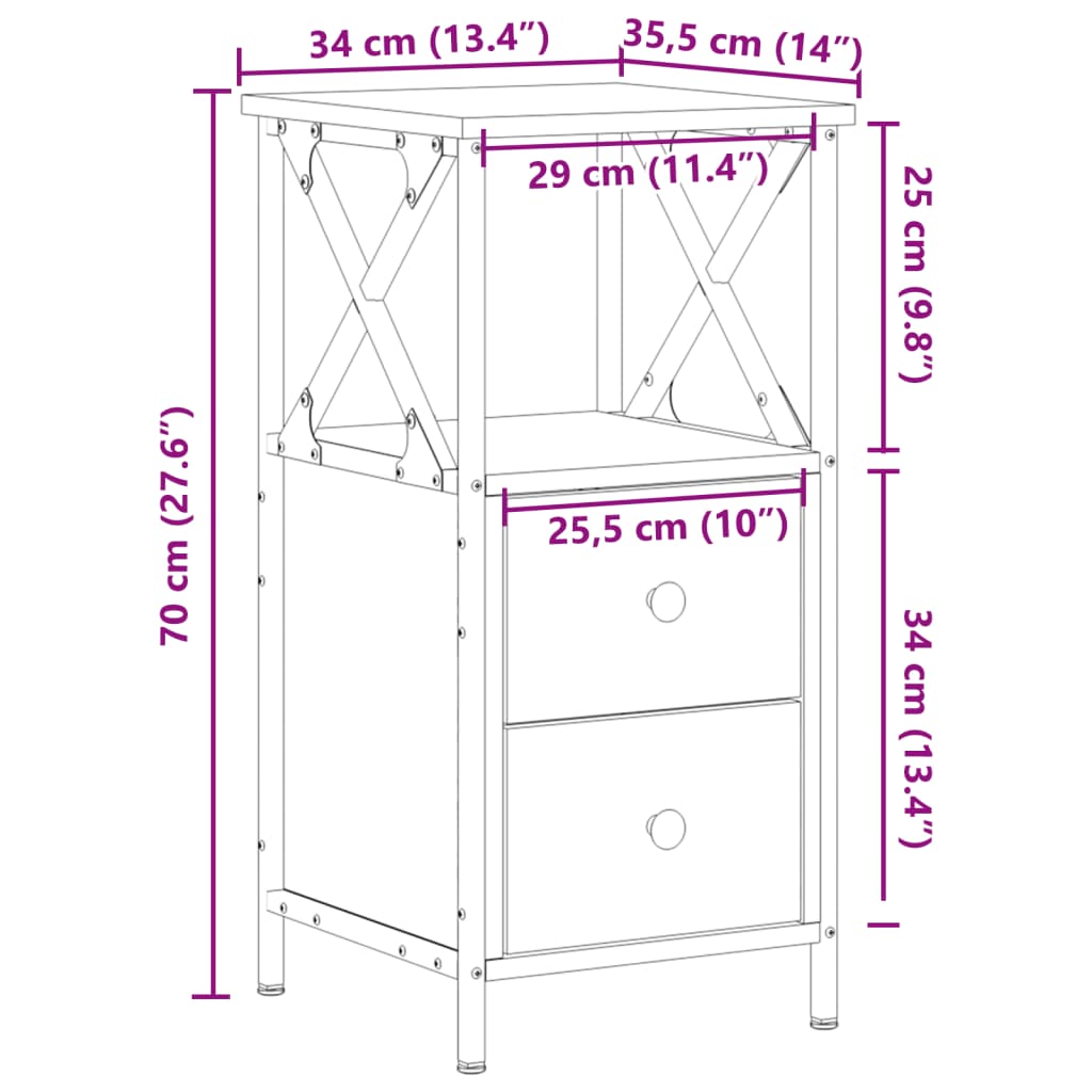 öökapid 2 tk vana puit 34x35,5x70 cm tehniline puit