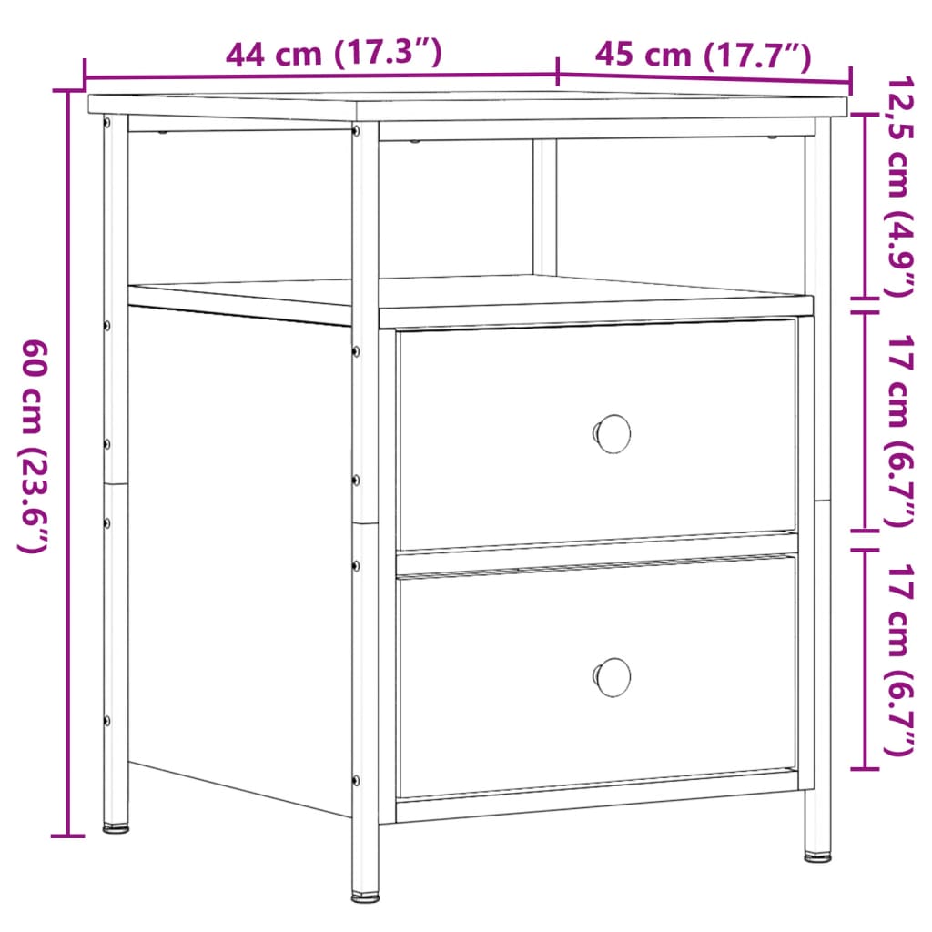 прикроватные тумбочки 2 шт. старое дерево 44x45x60 см техническое дерево