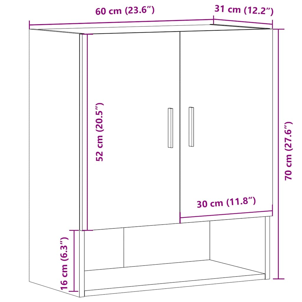 Seinakapp Artisan Oak 60x31x70 cm Engineered Wood