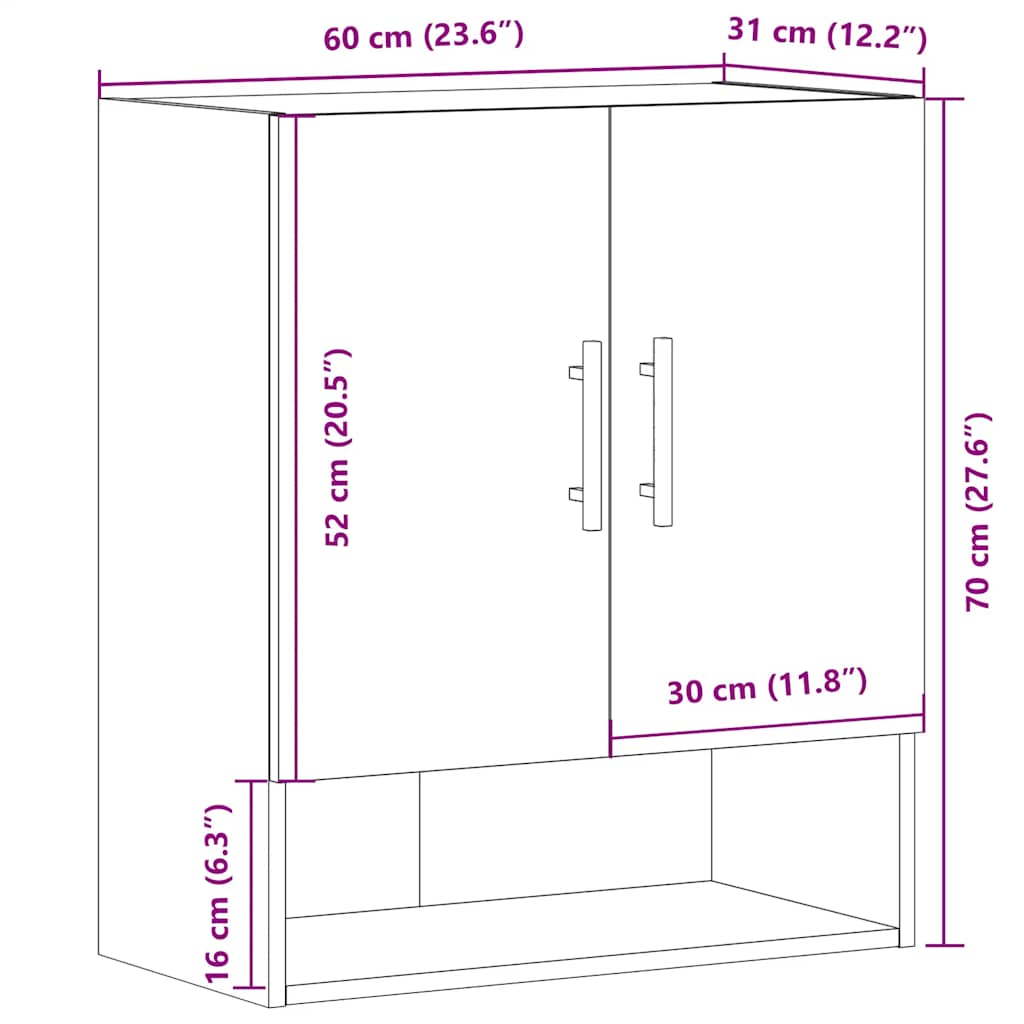 Seinakapp Artisan tamm 60x31x70 cm Engineered Wood