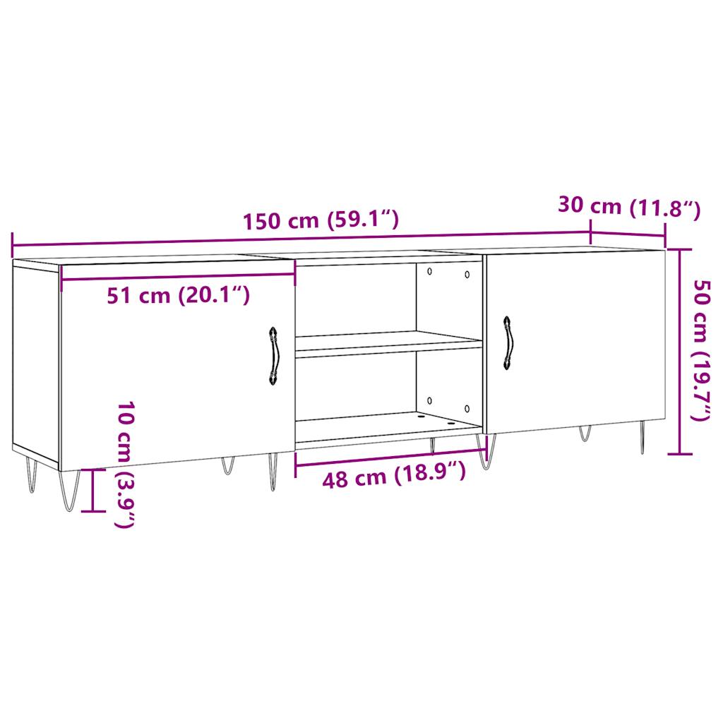 telerikapp Old Wood 150x30x50 cm Engineered Wood