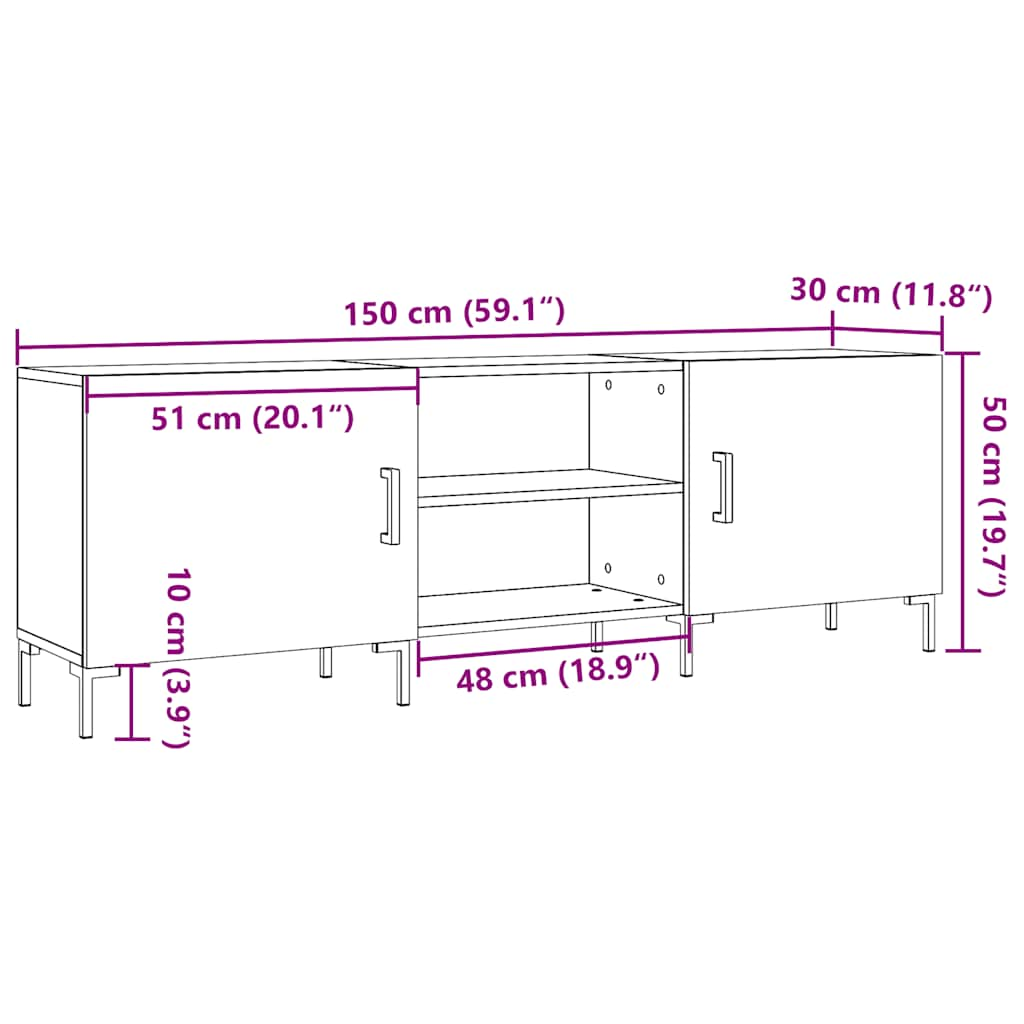 Тумба под телевизор Old Wood 150x30x50 см Инженерная древесина