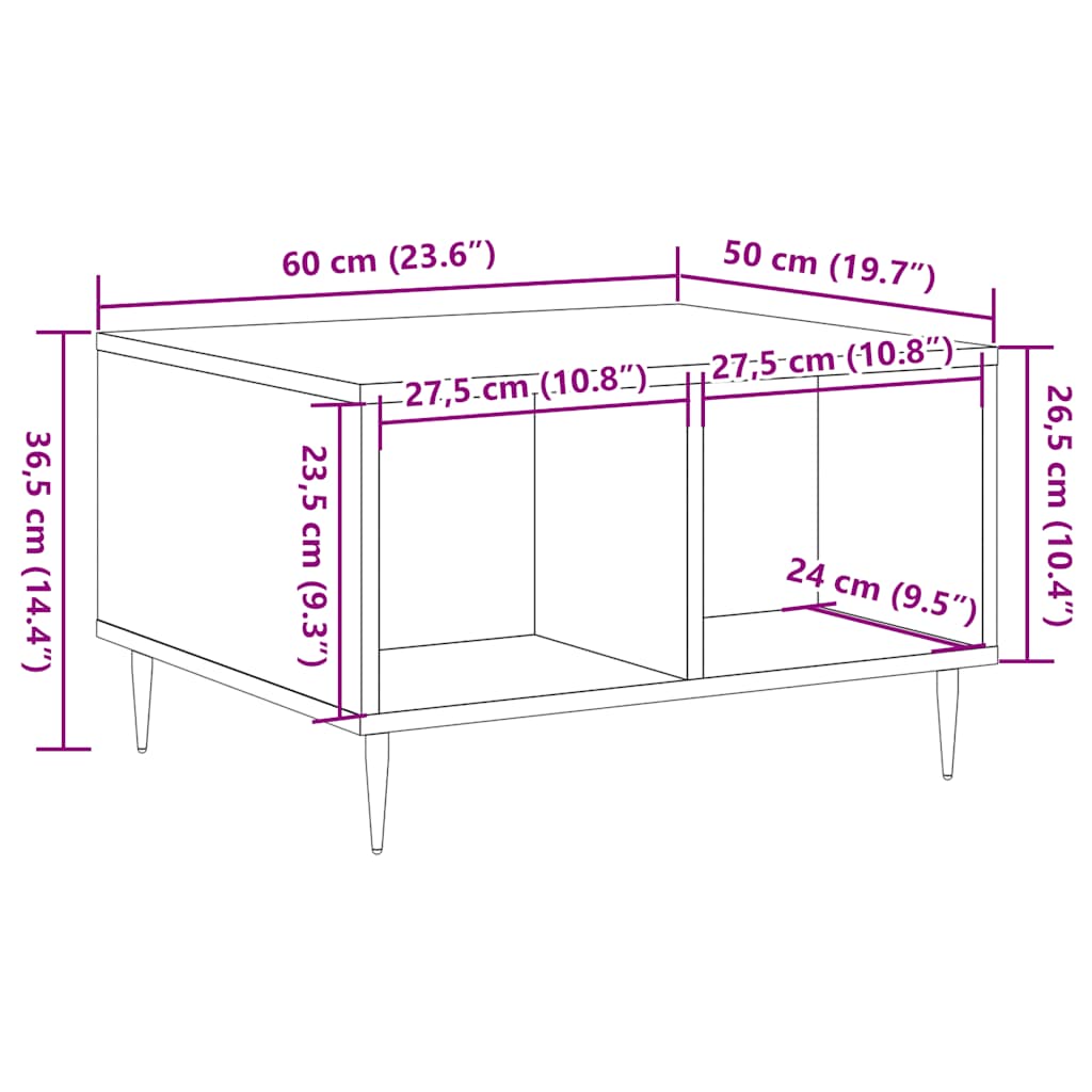 журнальный столик Artisan дуб 60x50x36,5 см конструкция дерево