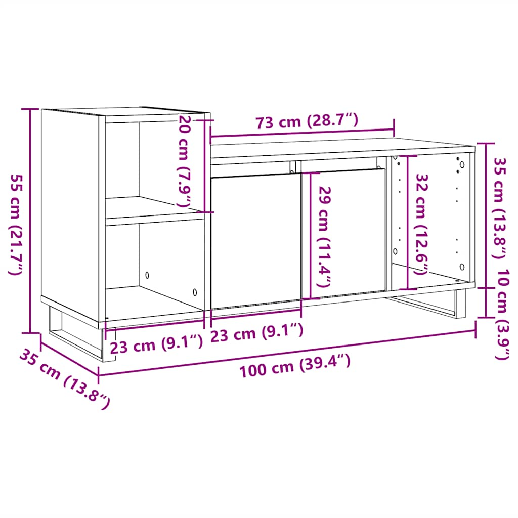 Тумба под телевизор Old Wood 100x35x55 см Инженерная древесина