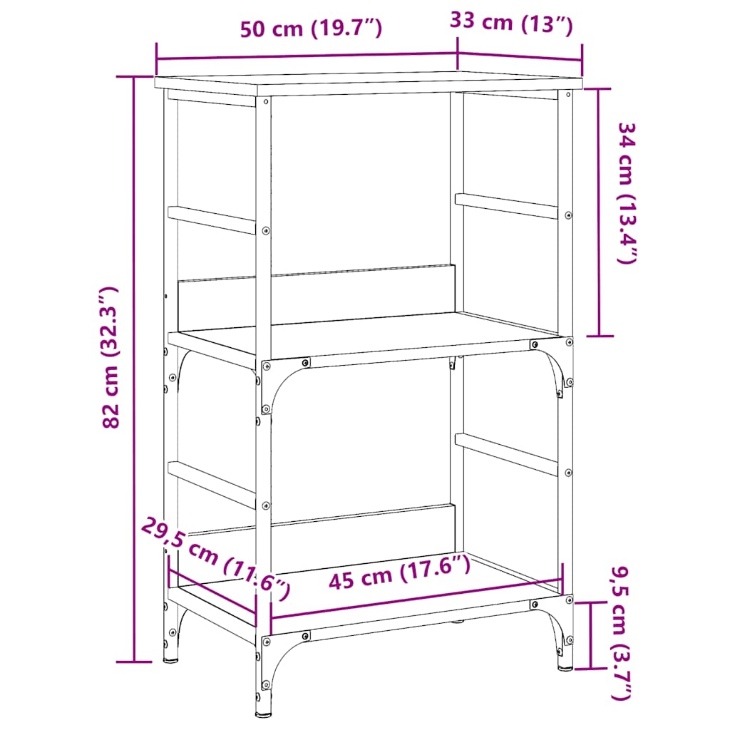 raamatukapp Vana puit 50x33x82 cm Engineered Wood