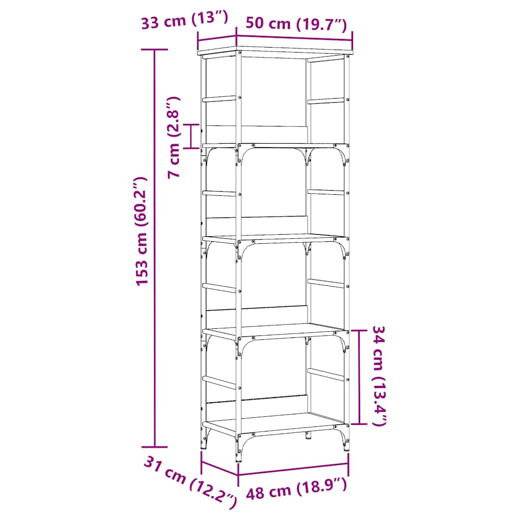 raamatukapp Vana puit 50x33x153 cm Engineered Wood