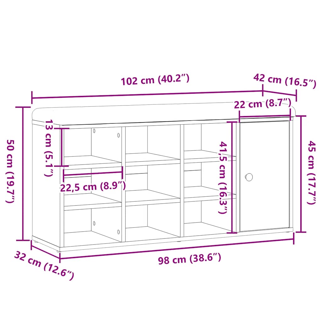 Kingapink Vana puit 102x32x50 cm Engineered Wood