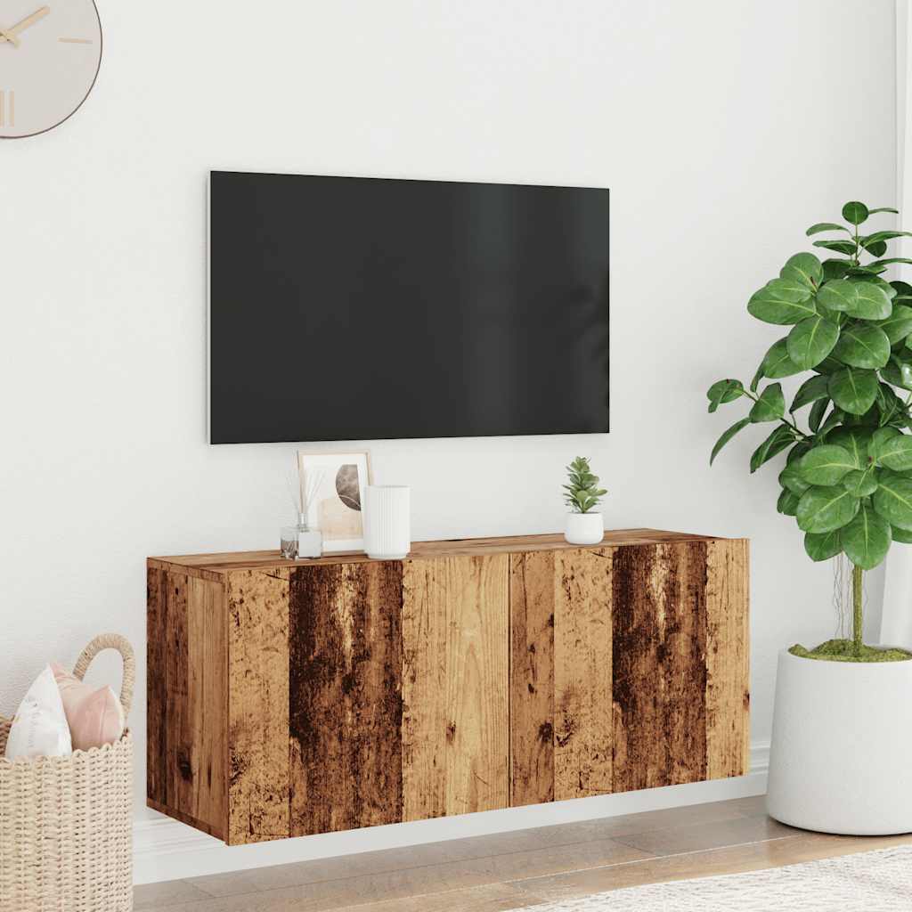 TV Kapp Seinale kinnitatav Vana Puit 100x30x41 cm