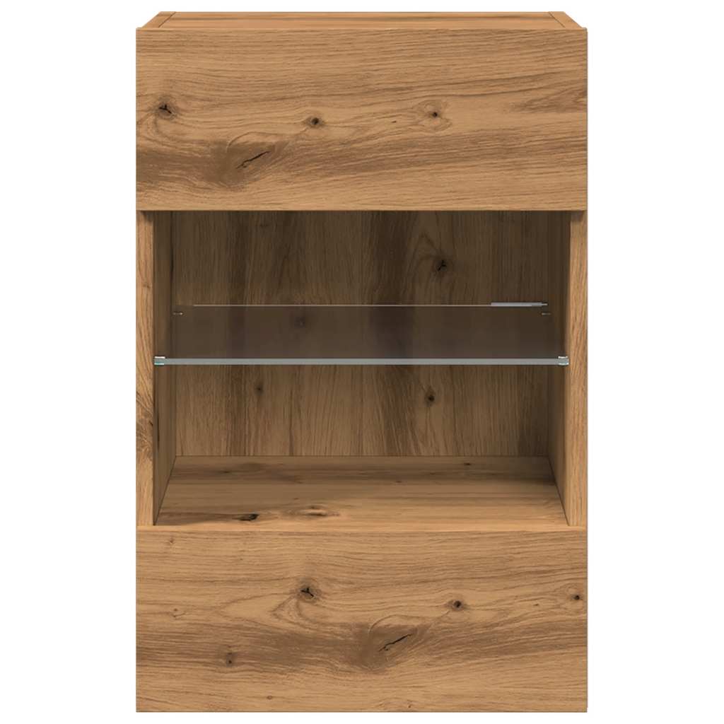 TV Seinakapid LED valgustitega 2 tk Artisan Oak 40x30x60,5 cm