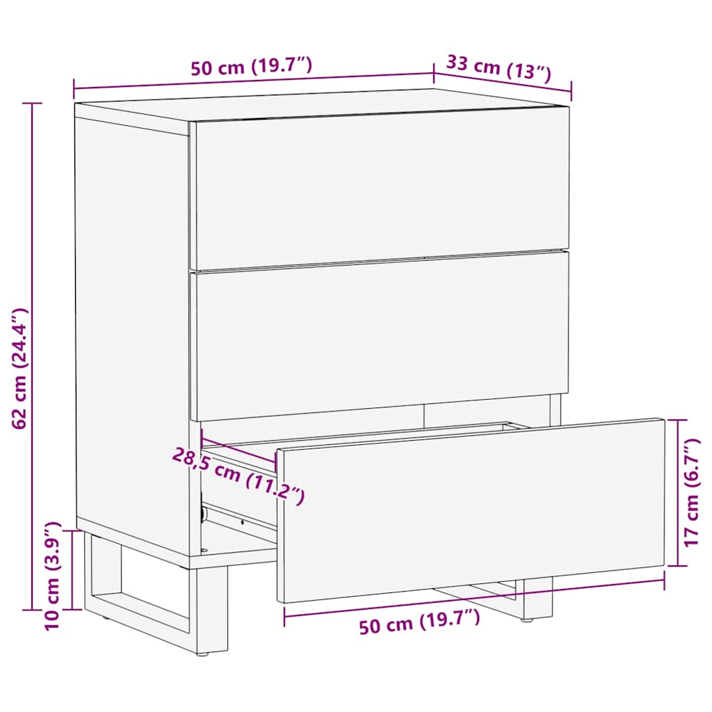 Прикроватная тумбочка черного цвета 50x33x62 см Массив дерева манго