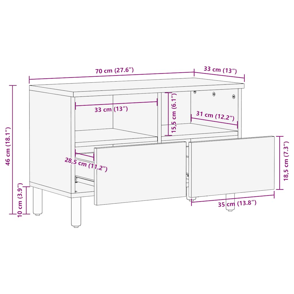 TV Kapp Pruun 70x33x46 cm Täispuidust Mango