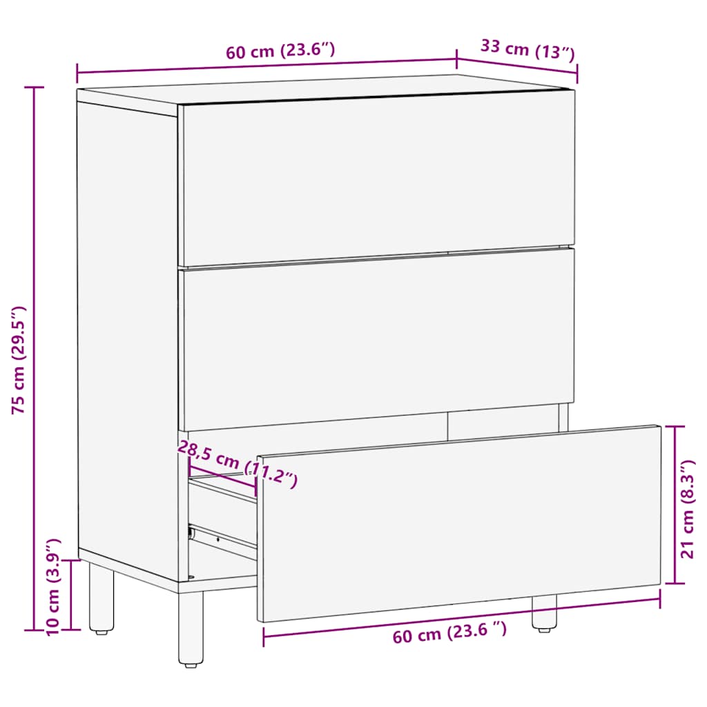 Puhvetkapp Pruun 60x33x75 cm Täispuidust Mango