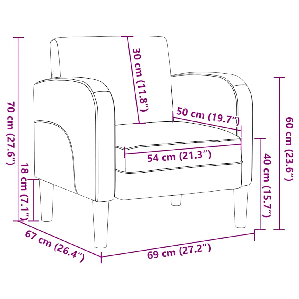 Diivantool käetugedega Must 54 cm Kunstnahk