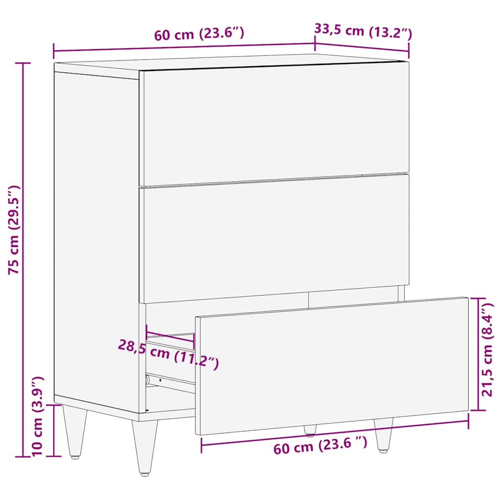 Буфет 60x33,5x75 см Массив дерева Манго