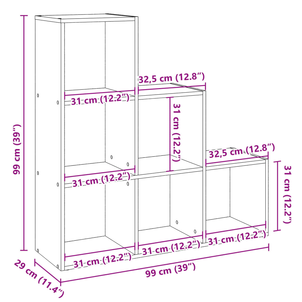 ruumijagaja 3 korrust, betoonhall, 99x29x99 cm, tehispuit