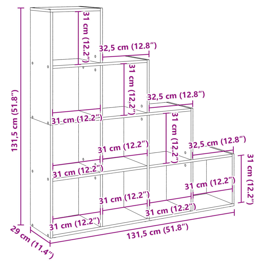 перегородка 4-х уровневая, белая, 131,5x29x131,5 см, искусственное дерево