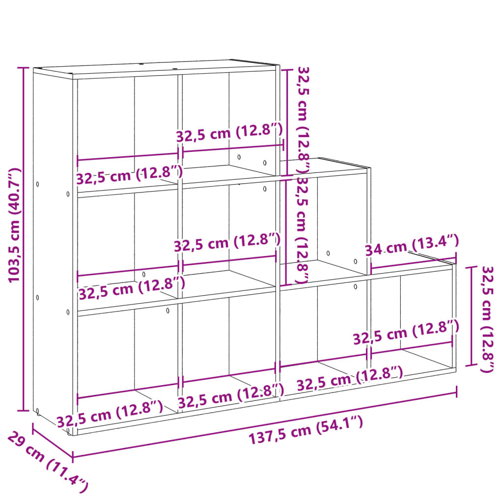 перегородка 3-х уровневая, белая, 137,5x29x103,5 см, искусственное дерево