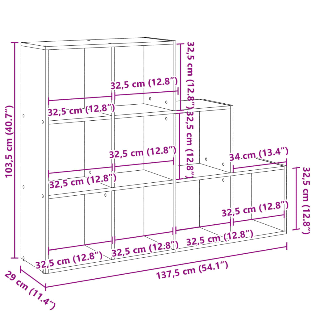 перегородка 3-х уровневая, черная, 137,5x29x103,5 см, искусственное дерево