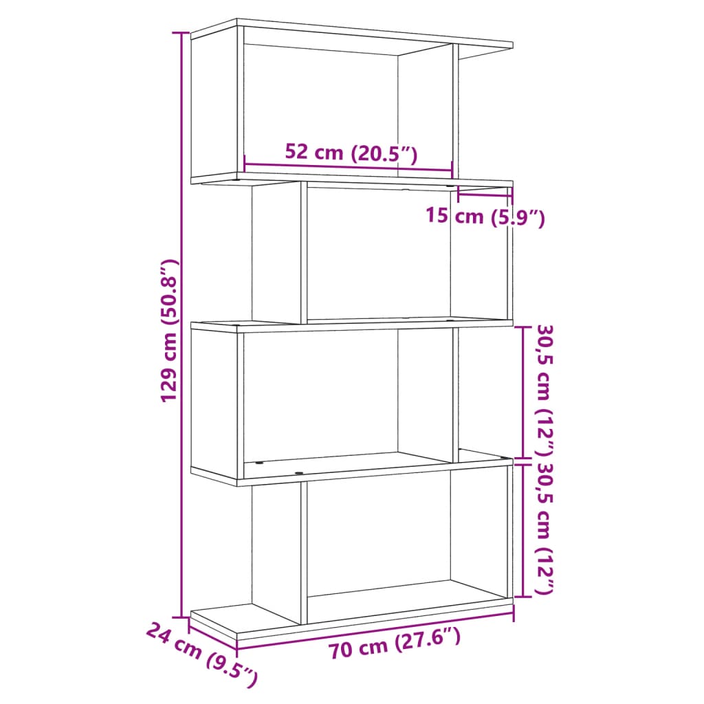 ruumijagaja 6 korrust, pruun tamm, 70 x 24 x 129 cm, tehispuit