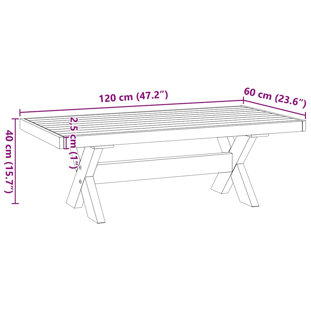 журнальный столик NOAIN X-образные ножки 120x60x40 см