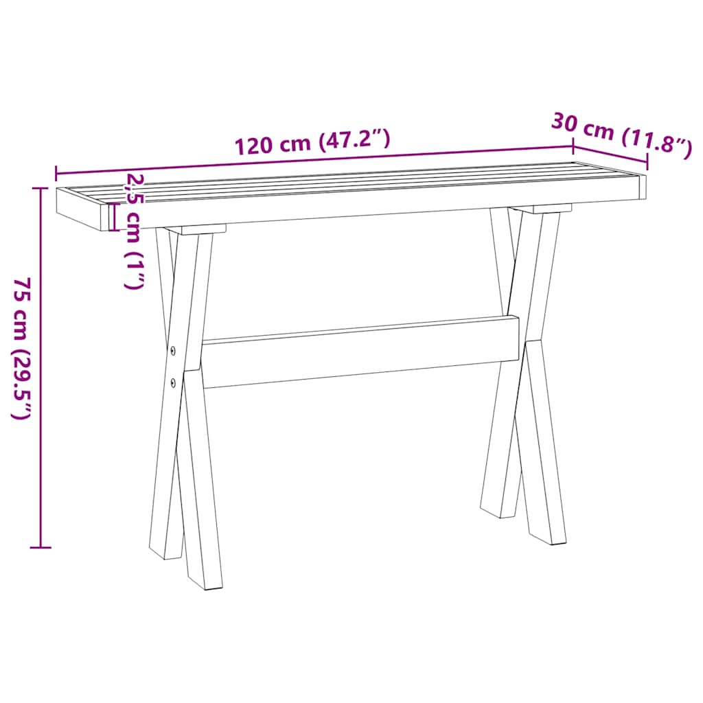 konsoollaud NOAIN X-kujulised jalad 120x30x75 cm