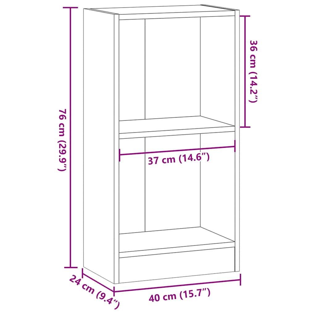 Книжная полка серая Sonoma 40x24x76 см, инженерное дерево