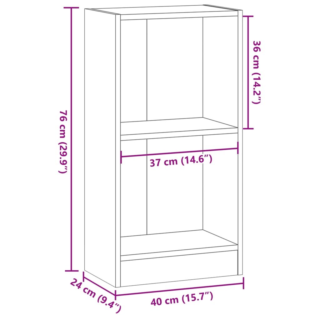 книжная полка, дуб ручной работы, 40x24x76 см, искусственное дерево