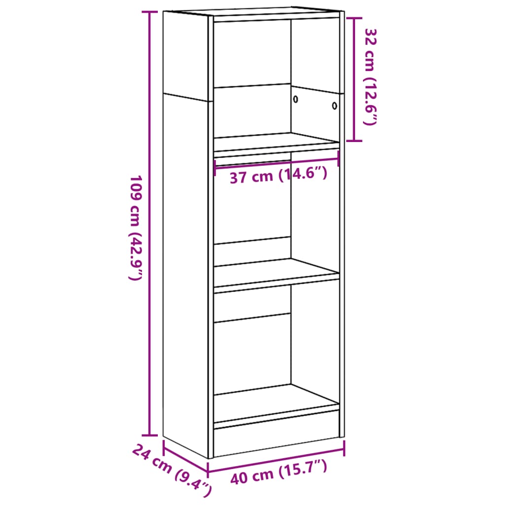 raamatualus, Sonoma tamm, 40x24x109 cm, tehispuit