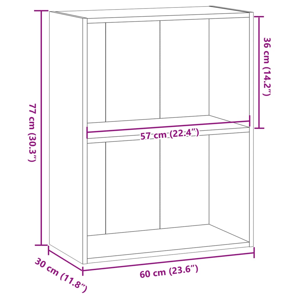 raamaturiiul, hall Sonoma tamm, 60x30x77 cm, tehispuit