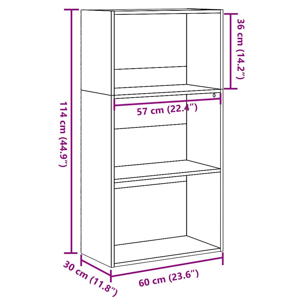 Книжная полка Sonoma дуб 60x30x114 см Инженерная древесина