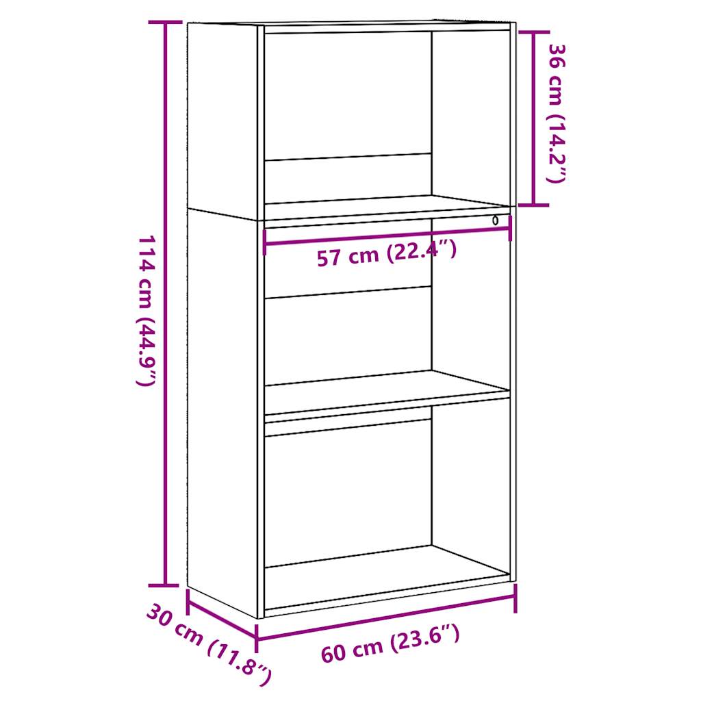 raamaturiiul Betoonhall 60x30x114 cm Engineered Wood