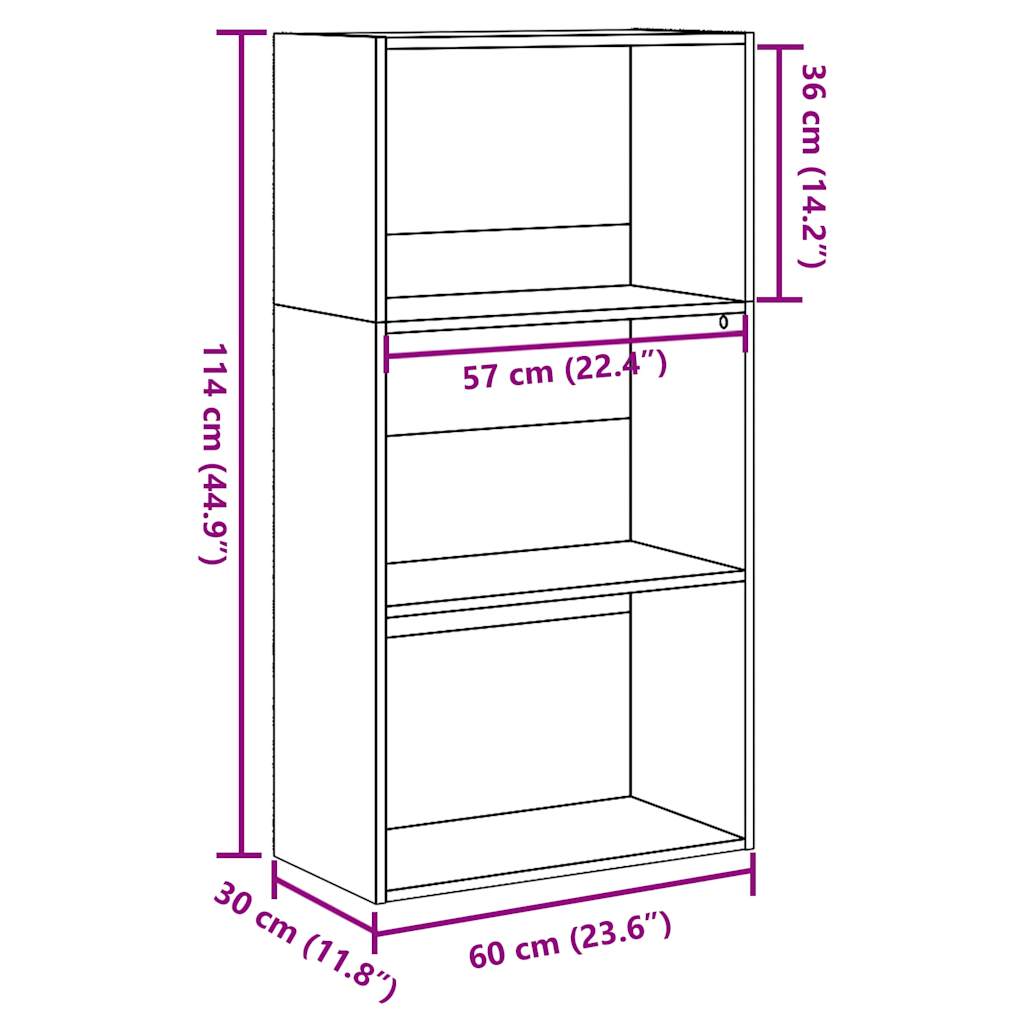 Книжная полка Серый Sonoma 60x30x114 см Инженерное дерево