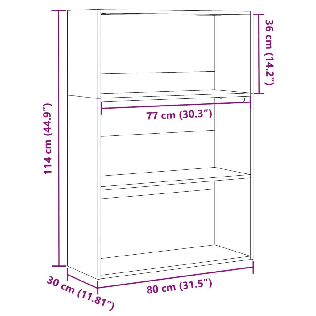 raamatualus, Sonoma tamm, 80x30x114 cm, tehispuit