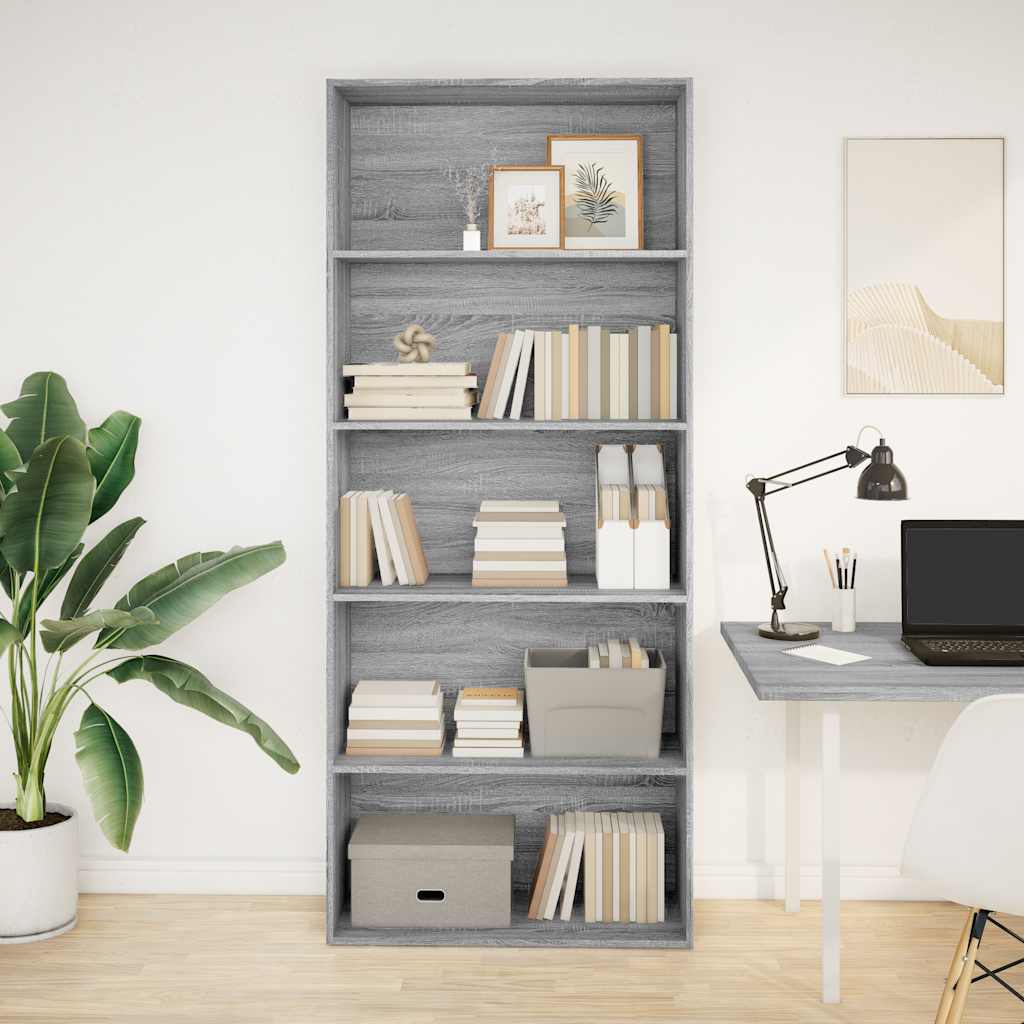 Книжный шкаф Grey Sonoma 80x30x189 см искусственное дерево