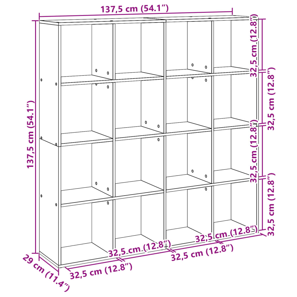 raamaturiiul Sonoma tamm 137,5x29x137,5 cm tehispuit