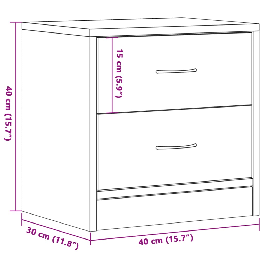 прикроватные тумбочки 2 шт., дуб ручной работы, 40 x 30 x 40 см, искусственное дерево