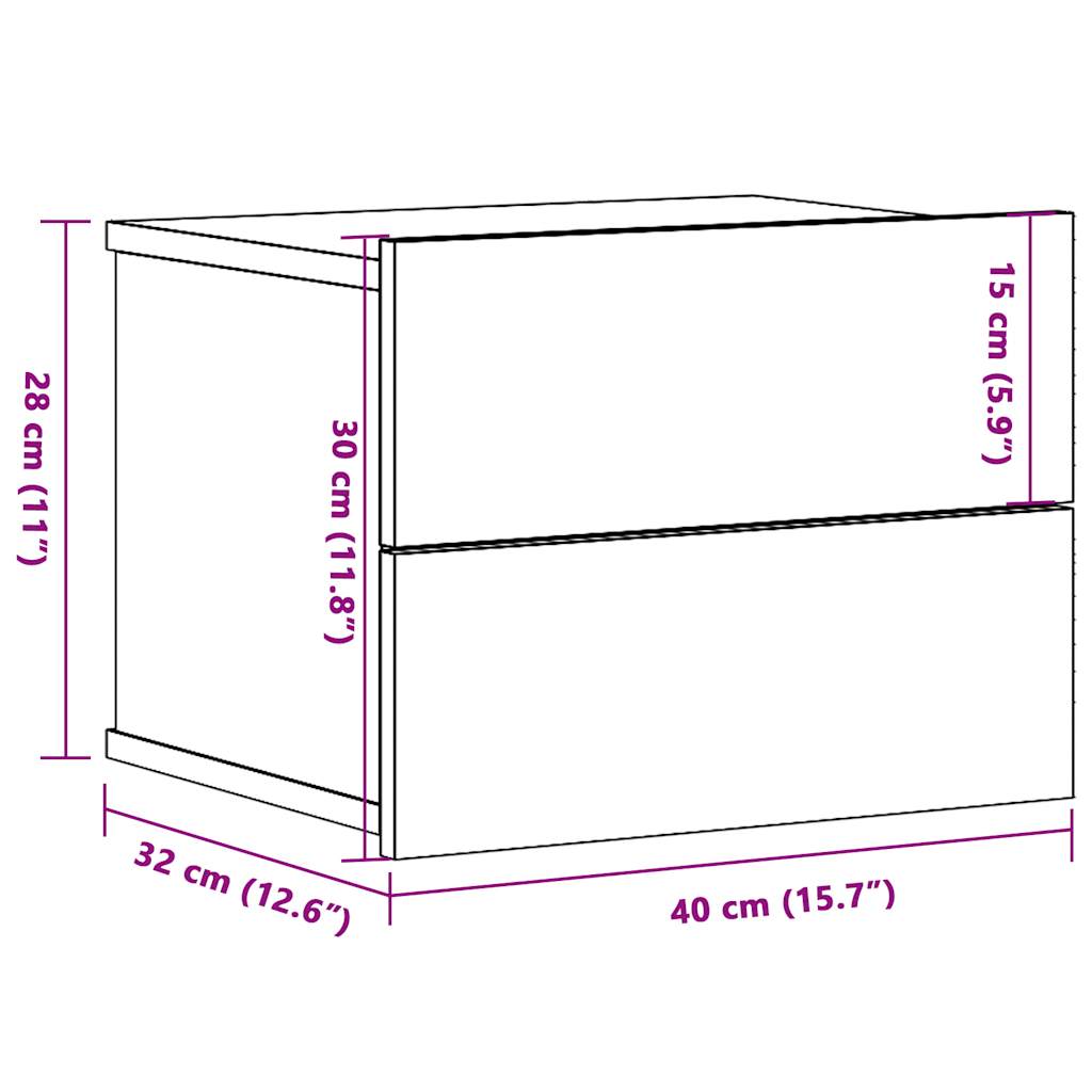 Прикроватная тумбочка настенная Старое дерево 40x32x30 см