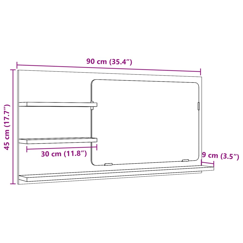 vannitoa peegelkapp Artisan tamm 90x11x45 cm ehituspuit