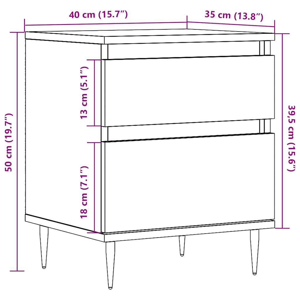 Прикроватная тумбочка Старое дерево 40x35x50 см Инженерное дерево