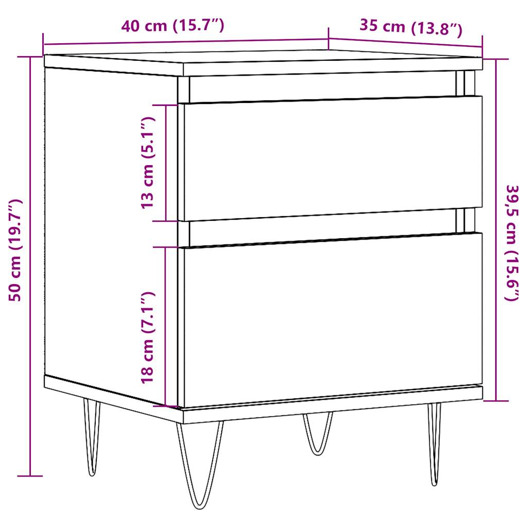 прикроватная тумбочка Artisan дуб 40x35x50 см конструкция дерево