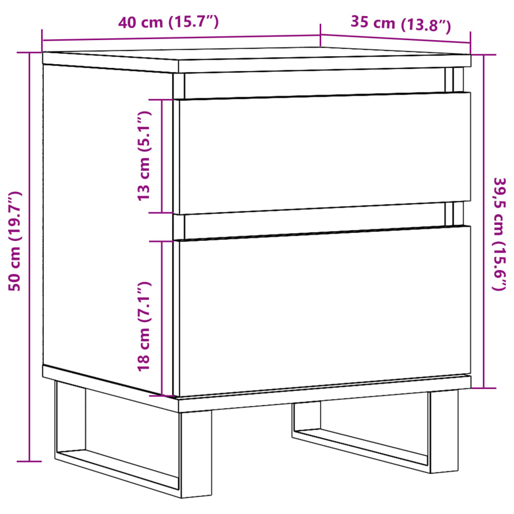 Прикроватная тумбочка Старое дерево 40x35x50 см Инженерное дерево