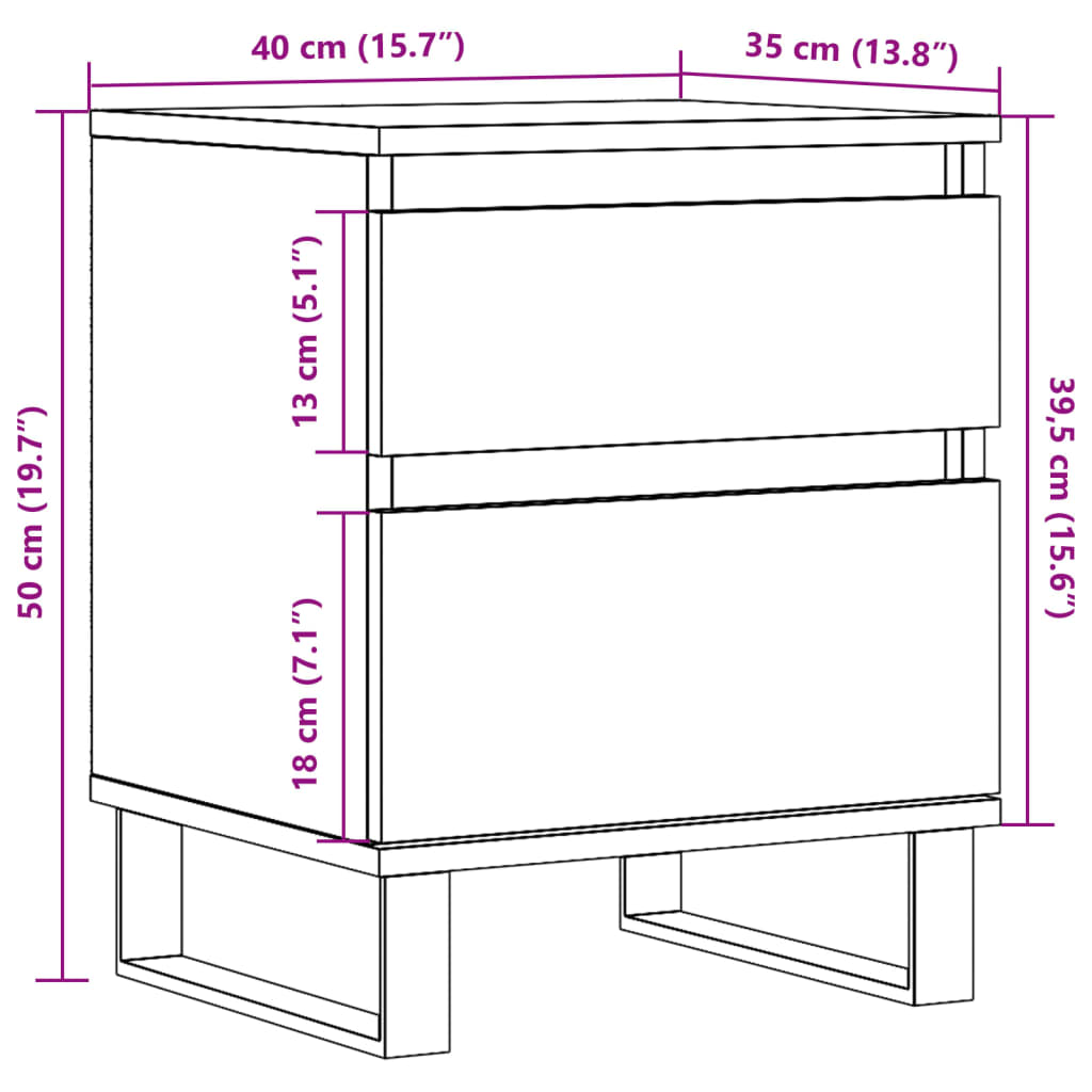 прикроватные тумбочки 2 шт старое дерево 40x35x50 см искусственное дерево